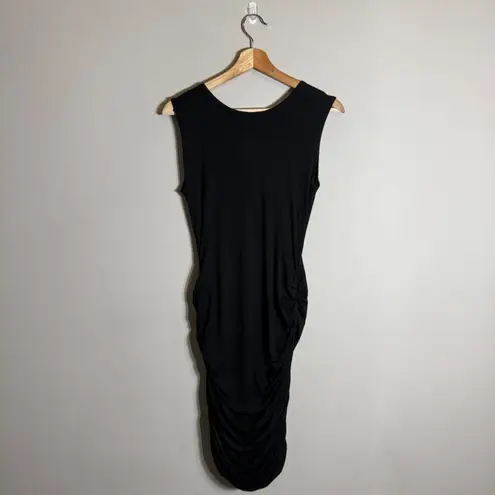 LNA Revolve Ruched Bodycon Midi Dress Women's Small Black Sleeveless Minimalist