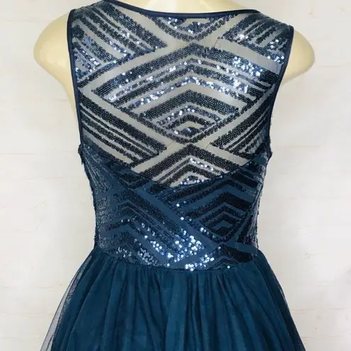 Trixxi Tricia  navy blue v cut sequin dress