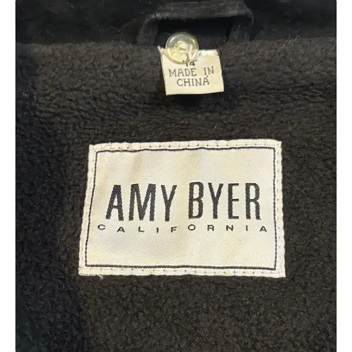 Amy Byer Vintage California Black Suede Leather Button Jacket Women Size Large