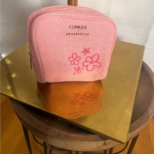 Clinique x Drawbertson Pink Floral Cosmetic Bag | Travel Makeup Pouch