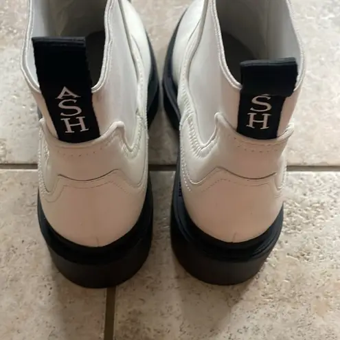 Ash Mastro Leather Pull-On Combat Boots White