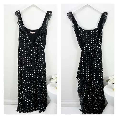 Hutch Georgia Black Embroidered Floral Dot Wrap Maxi Dress Size 0X