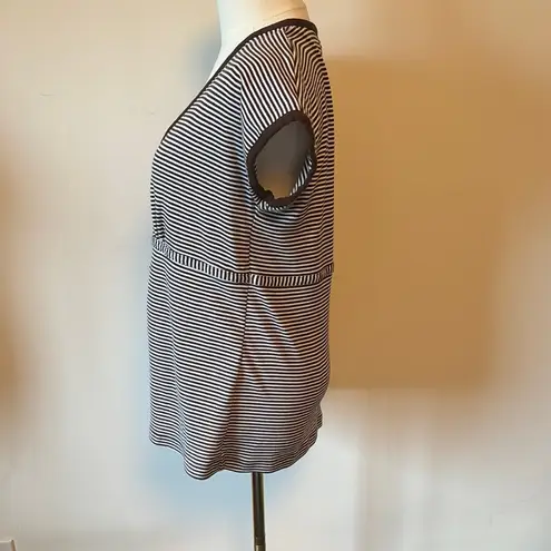 Liz & Co White and Brown Fitted Blouse with Sailor Collar Size undefined