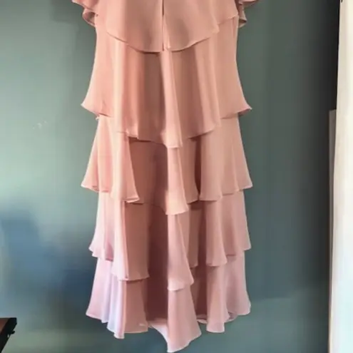 Slny Dusty Pink 16 Ruffle Tiered Dress Romantic Flowing Feminine Flattering Chic