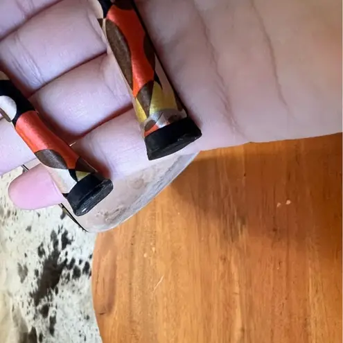 Jimmy Choo Geometric Groovy Print Satin Heels Ankle Wrap Size 39.5