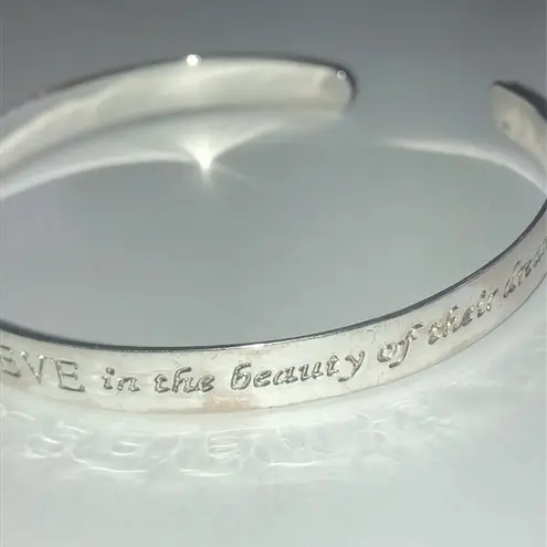 925 LA Sterling Silver Inspirational Motivational Quote Cuff Wrap Bracelet