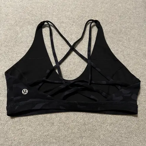 Lululemon Full Freedom Bra Size 6 A/B Cup Sequoia Camo Print Deep Coal Black