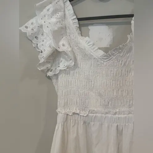 En Saison Alana Smocked White MIDI Dress
