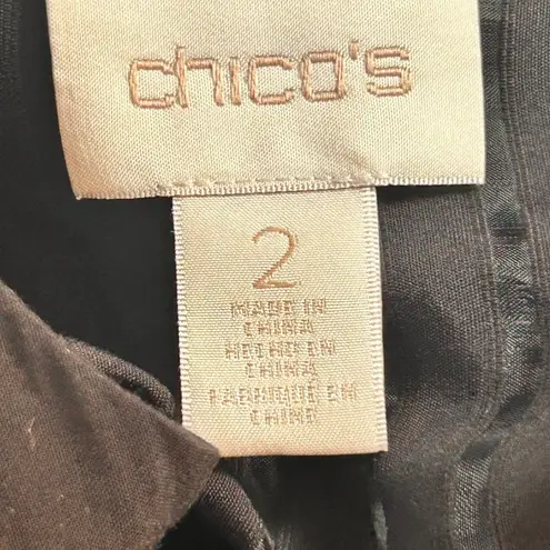 Chico's Bomber Jacket Black Large Or 2