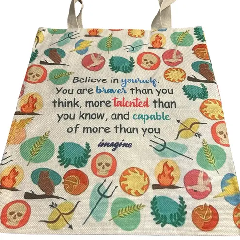 Motivational Quote Tote Bag Believe In Yourself Canvas Shopper White