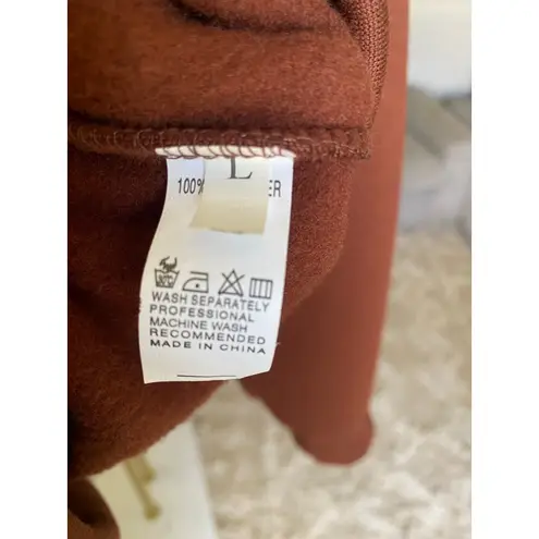 None Rust Brown 1/4 Zip Pullover Buttery Soft Cozy Lounge Travel Preppy Streetwear L