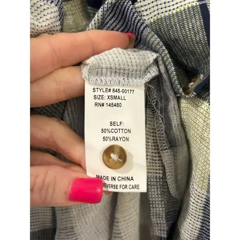 Mo:Vint New York Dress Women's XS Blue Plaid Button