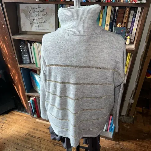 Cupcakes & Cashmere gold metallic stripe cowl neck sweater Gray Size XS