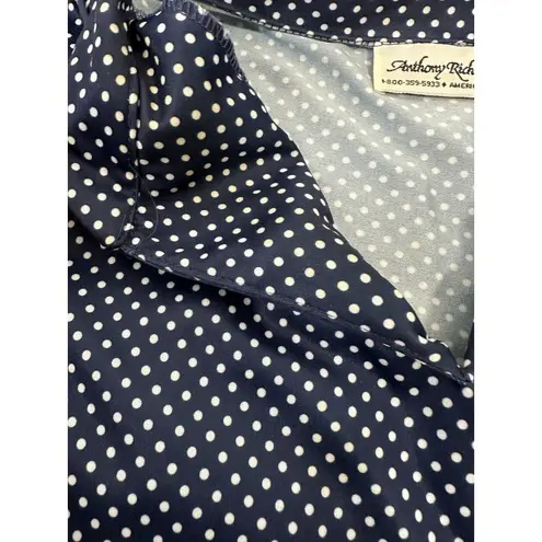 Vintage Anthony Richards 3X Womens Top MuuMuu Blouse Polka Dot Blue White