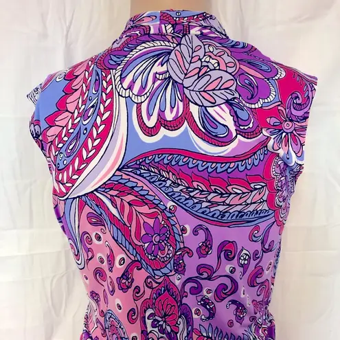 Karin Stevens Paisley Print Dress With Belt Size 10