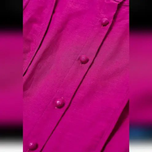 Chicwish NWT CHIC WISH Lantern Sleeve Button Down Linen-Blend Midi Dress in Magenta Sz M
