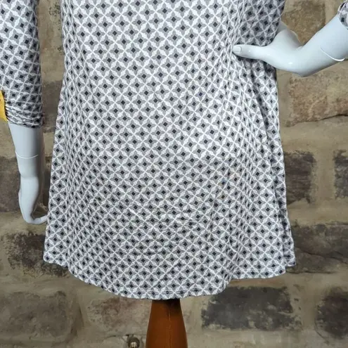 Matilda Jane Tunic Top Woman's Small White Black Yellow Trim Patterned Loose