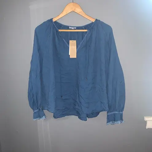 Splendid NWT  blue chambray peasant top