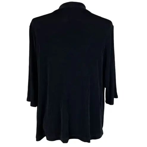 Chico's Travelers Black Stretchy Knit Open Front Cardigan Size 3 Petite US XL
