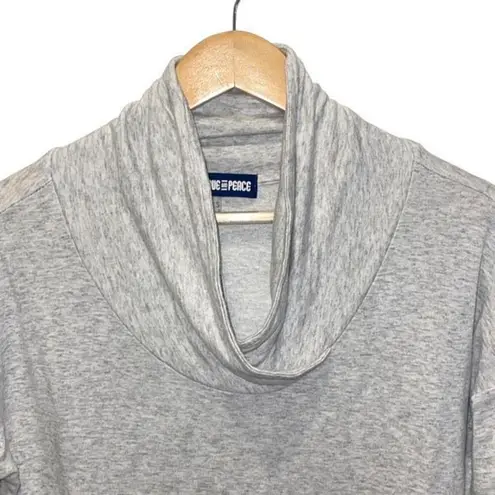 Ink Love And Peace Womens Cowlneck Drawstring Hem Tunic Sweatshirt Gray Small