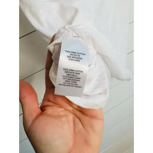 INDUSTRY White Ruffle Sleeves Short Sleeves 100% Pima Cotton TShirt Size L Size L