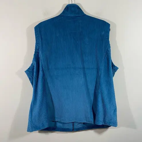 The Vermont Country Store Women's Blue Corduroy Full Zip Vest Size 2X