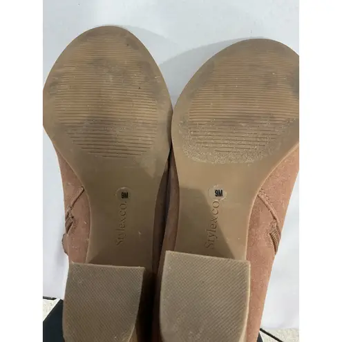 Womans Style & Co Jenell Size 9 M Brown Zip Blockmheel Ankle Boots