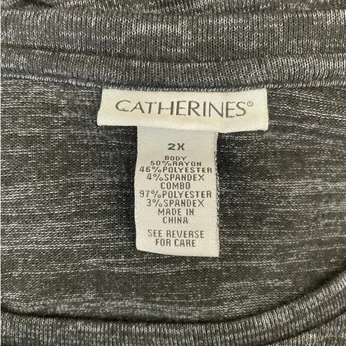 Catherines Women Tunic Sweater 2X Black Contrast Trim Stretch Work Office Travel