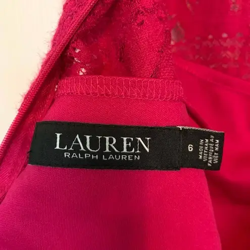 Ralph Lauren Lauren  Size‎ 6 Hot Pink Lace Shift Mini Dress