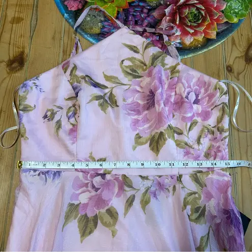 NWT Lulus Romantic Marvel Light Pink Floral Halter Maxi Dress Purple Size L