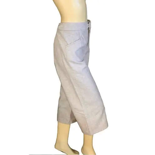 HAUTE COUTURE BEIGE HERRINGBONE PATTERN WIDE LEG GAUCHO PANTS (S)