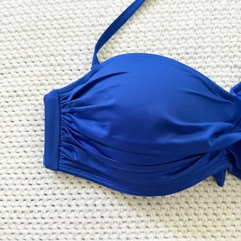 Vitamin A Ruched Bandeau Bikini Top NWT 8 Removable Halter Strap Tie Back Medium