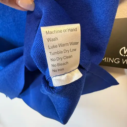 Ming Wang Sleeveless Top Bright Blue High Collar Women’s Size PM Petite Medium