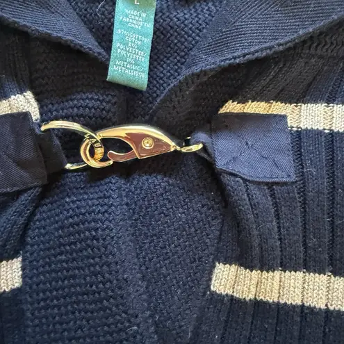 Ralph Lauren Black Gold Metallic Striped Rib Knit Sweater Y2K Preppy Size Size L