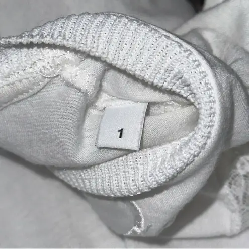 Sandro Women’s Size 1 S White Cotton Lace Inset Lilou Short Sleeve Tee T-Shirt