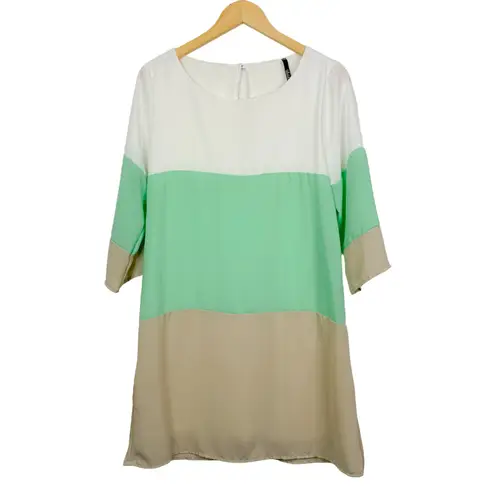 LULUS Citrus Grove Beige and Mint Shift Dress Size S Green