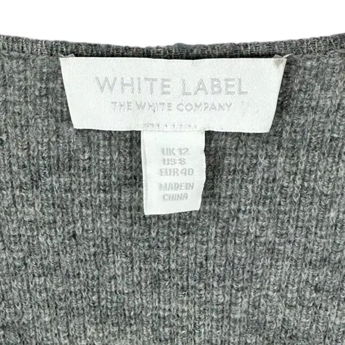 The White Company Ash Gray Merino Wool Long Cardigan Sweater Coat Size 8