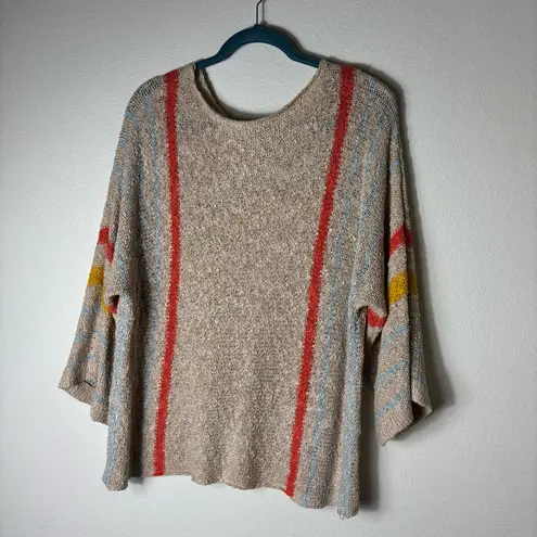 Dokotoo Womens Fall Crewneck 3/4 Sleeve Striped Lightweight Sweater size Large Red - Image 8