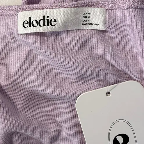 Elodie Lilac Ribbed Knit Bow Front Tank Bodysuit Women's Medium
