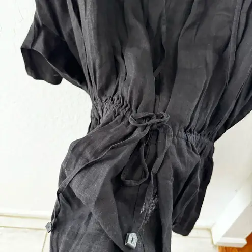 Brochu Walker Black St. Tropez Waist Chest Tie Eyelet Collar Oversized Dress M