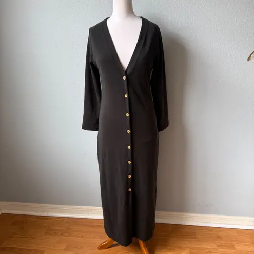 Emerson Fry Long V Neck Midi Dress Size XS Black