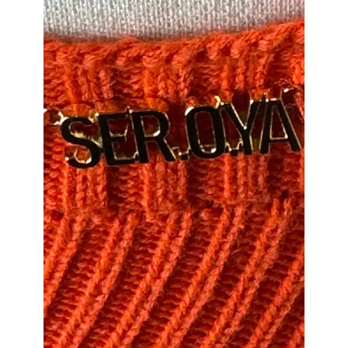 SER.O.YA Dress Women Medium Blood Orange Knit Breah Mini Bodycon Party Cocktail Orange
