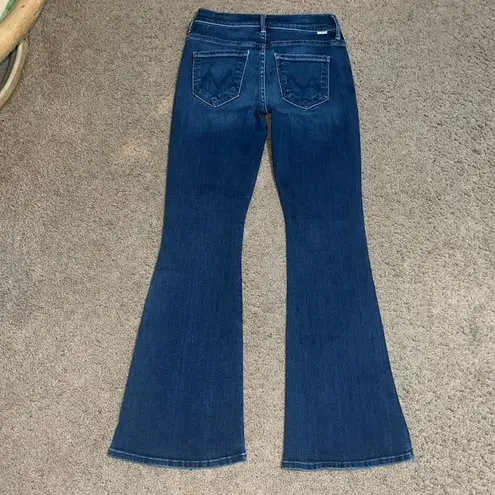 MOTHER Weekender Mid Rise Flare Jeans Sweet Lime 25 Blue