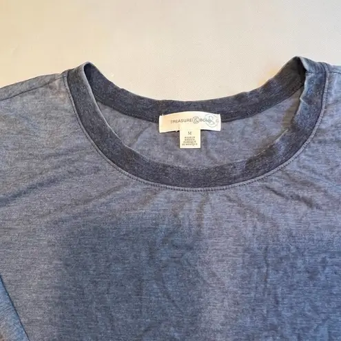 Treasure & Bond Women's Blue Long Sleeve Crew Neck T-Shirt Top