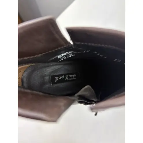 Paul Green * Alexa Boots Womens Size 5 Ankle Heeled Brown Leather Quiet Luxury