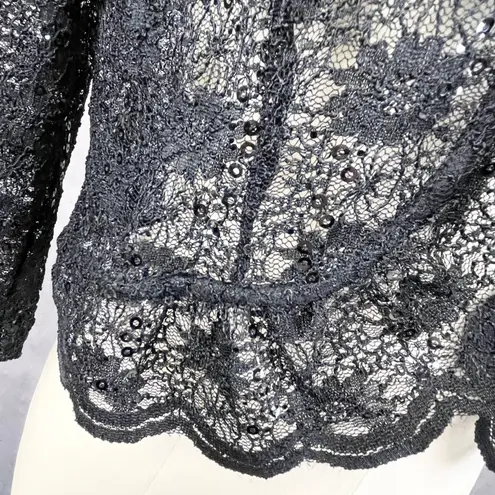 R & M Richards RM Richards Womens Lace Jacket Large Black Sequin Glam Party Formal Dressy Luxe
