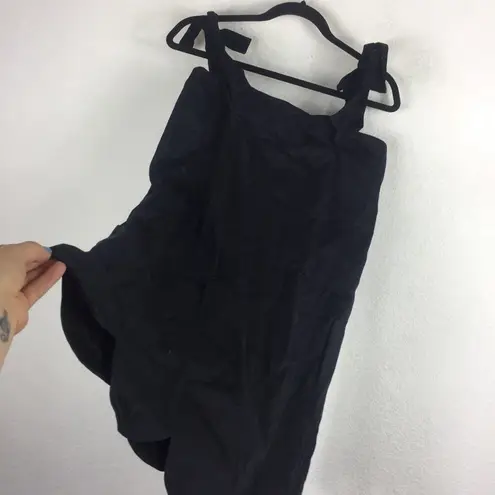 Zac Posen Isla Black Poplin Cotton Off Shoulder Scalloped Hem Mini Dress Size 8