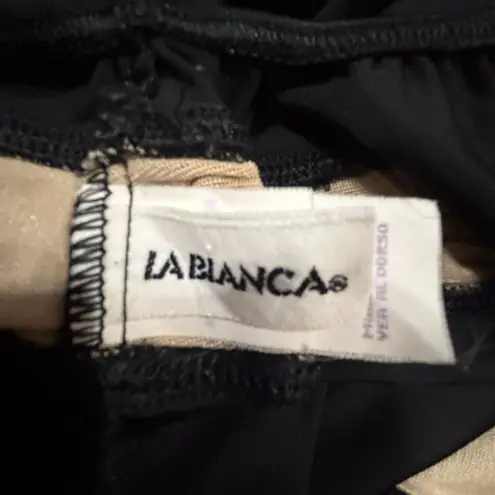 La Blanca Vintage Black Swimdress Size 14 – Gold Grommet Waist – Made in USA