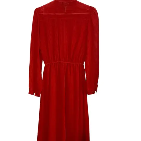 Vintage 70s 80s Cabaret Paris Red black Pin Striped Secretary dress Fall Holiday Size M