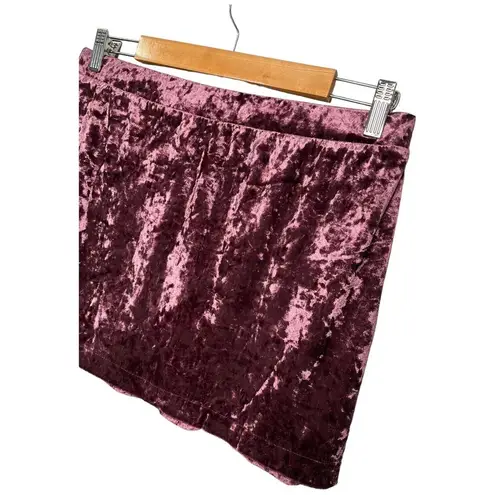 Abound New Nordstrom  Crushed Velvet Velour Mini Retro 90s Y2K Skirt Burgundy L